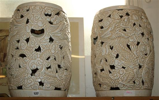 Pair Chinese dragon seats